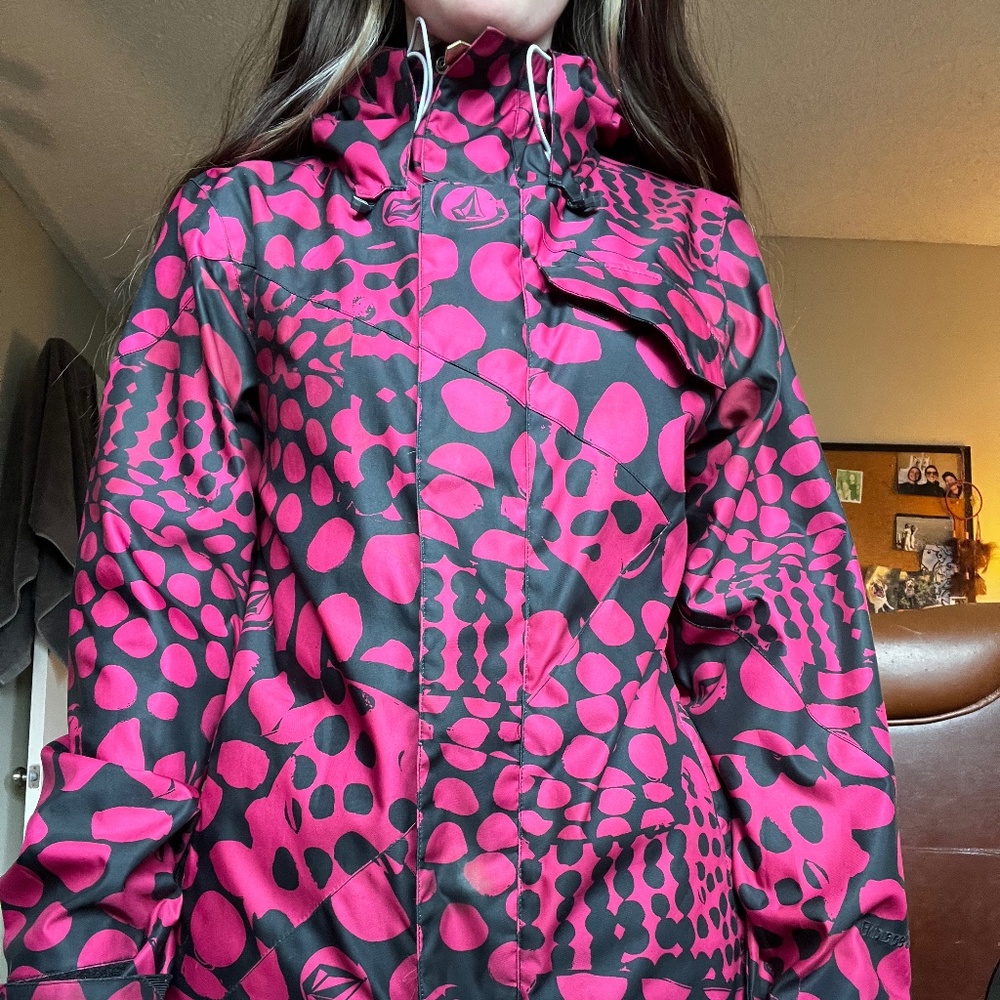 Volcom Pink and Black Snow Jacket
